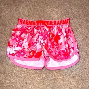 pink and white under armour shorts
